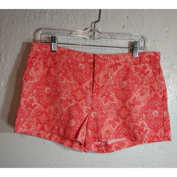 Gap Women's Sz 6 Shorts Pink Paisley‎ Floral Slash Pocket 100% Cotton Twill - Picture 1 of 9